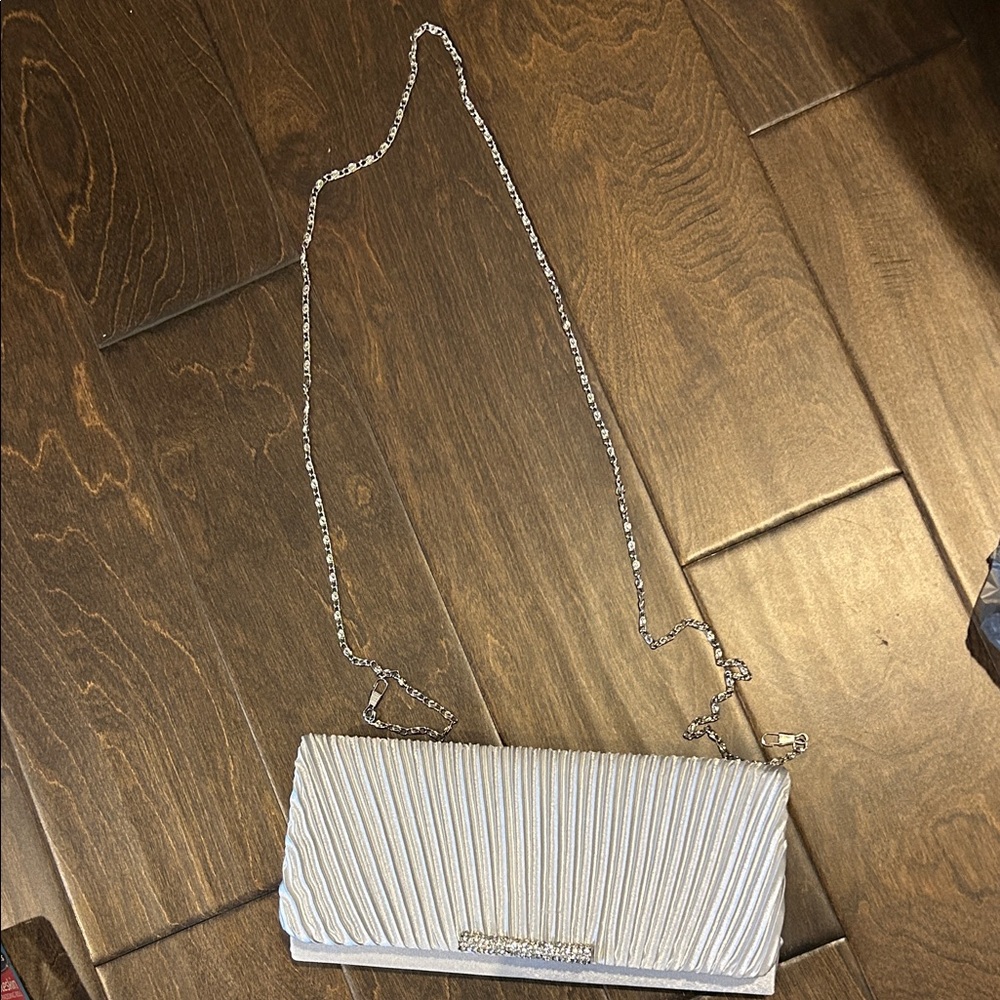 Elegant Silver Clutch Bag with optional chain